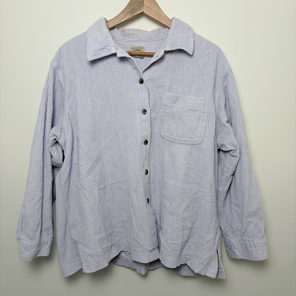 VTG LL Bean Women Lavender Corduroy Button-up Sz XL Petite Chore Barn Jacket